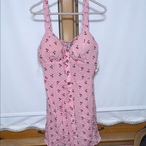 Charming Pink Cherry Print Chemise